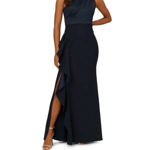 Adrianna Papell Black One-Shoulder Dress